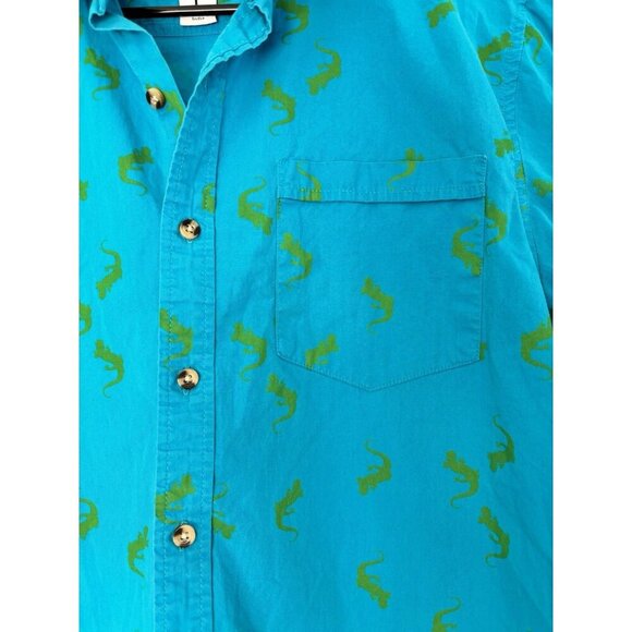 Vintage PLUGG Mens Lizard Gecko Print Casual Button Down/Up Shirt Size Large - Picture 4 of 7